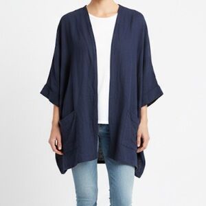 P. Cill Oversized Cape Cardigan Navy Open Front Pockets One Size